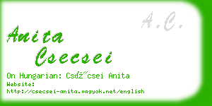 anita csecsei business card